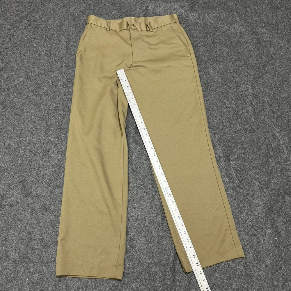Van Heusen Traveler Pants Mens 30x30 Khaki Tan Flat Front Dress Chinos Straight